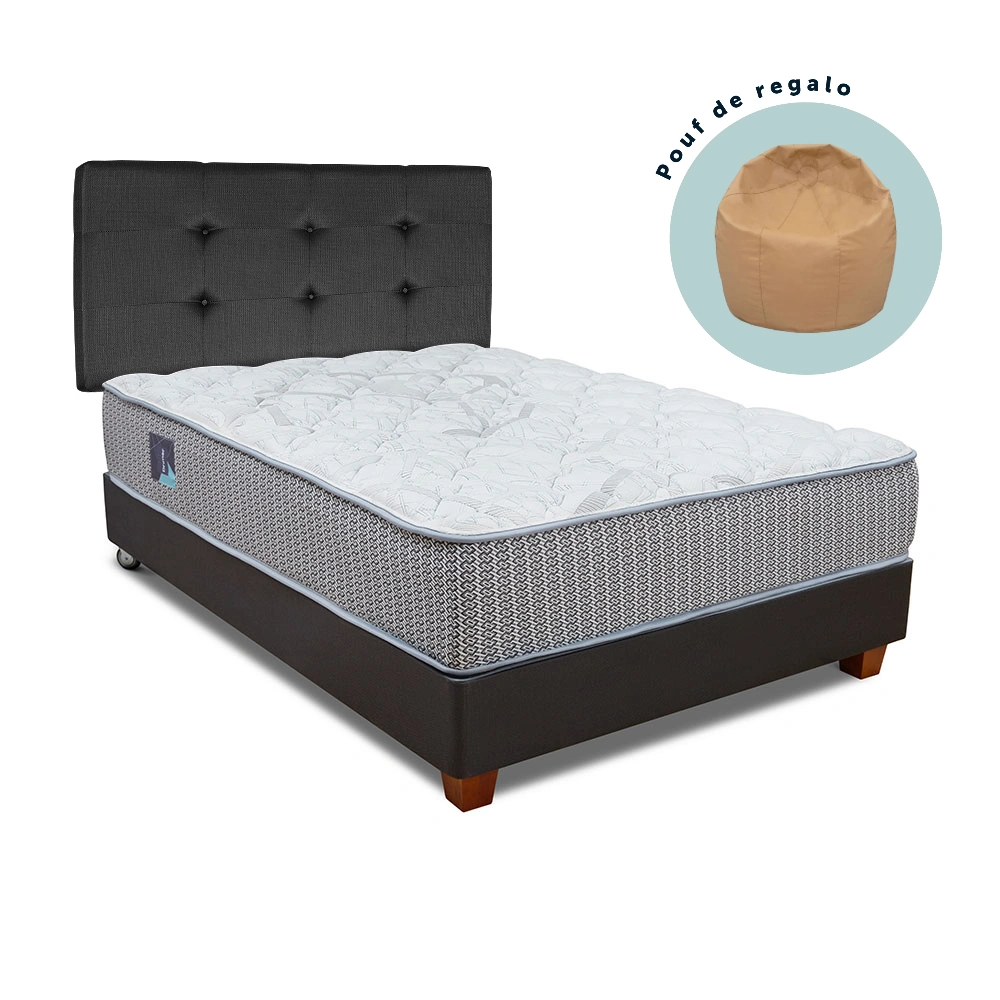 DORMITORIO DRIMER POCKET NOVO 2 PLAZAS GRIS OSCURO + POUF - 2