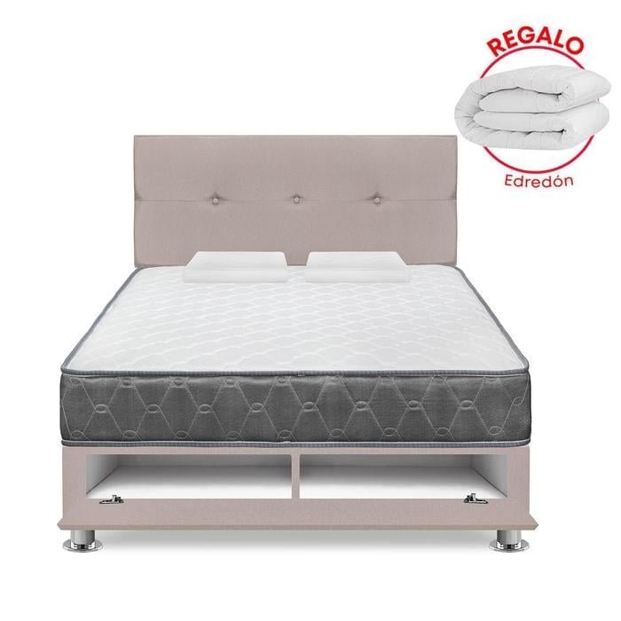DORMITORIO CAJONES FORLI AQCUA 2 PLAZAS BEIGE + EDREDÓN - 1