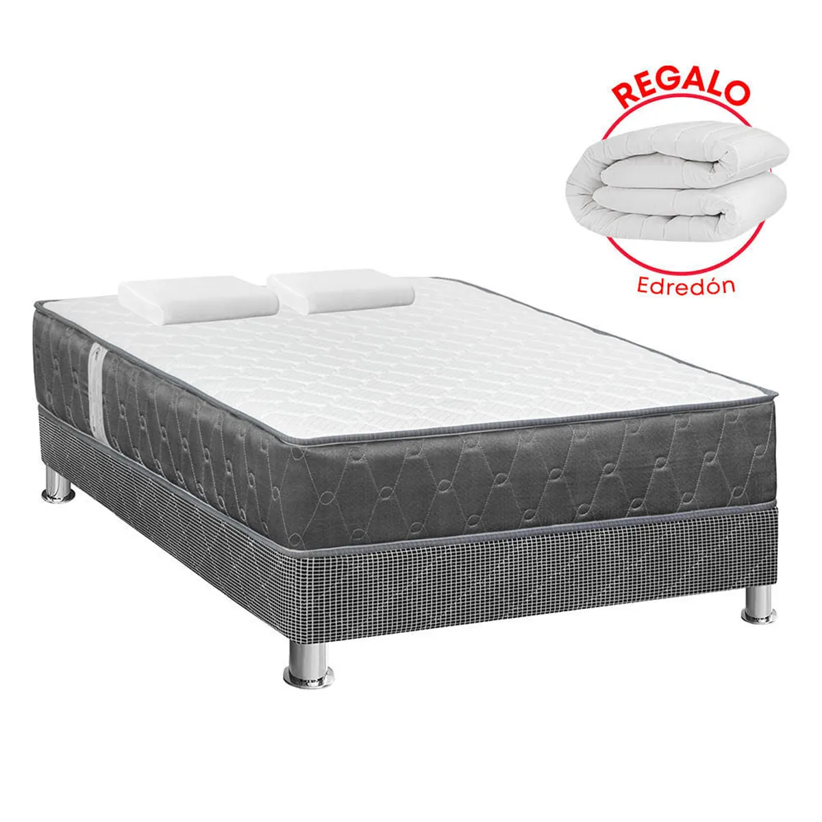 CAMA AMERICANA FORLI AQCUA 2 PLAZAS GRIS + EDREDÓN - 1