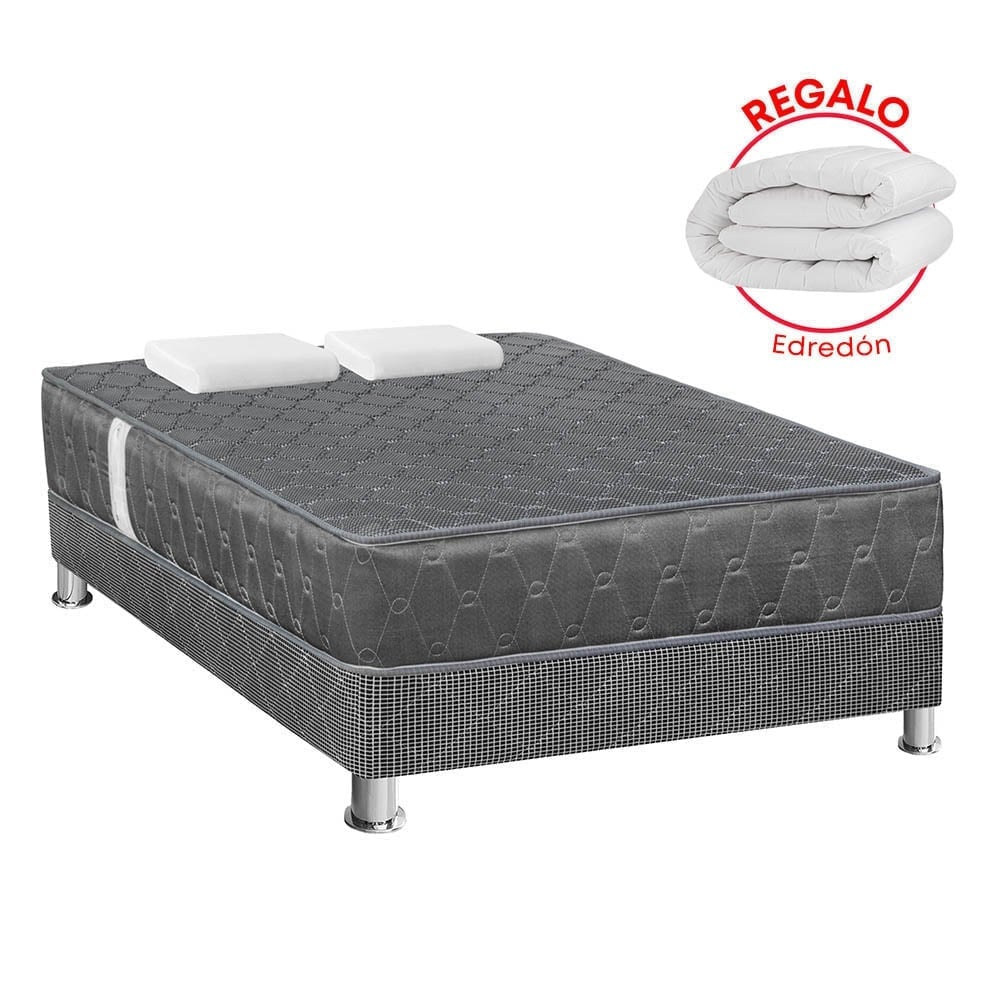 CAMA AMERICANA FORLI AQCUA 2 PLAZAS GRIS + EDREDÓN - 1