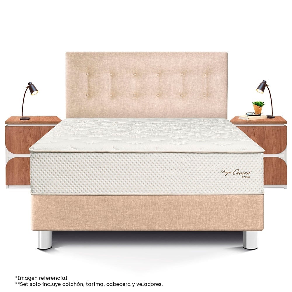 DORMITORIO PARAÍSO ROYAL CROWN QUEEN + VELADORES MOON CHAMPAGNE + 2 ALMOHADAS VISCOELÁSTICAS - 3