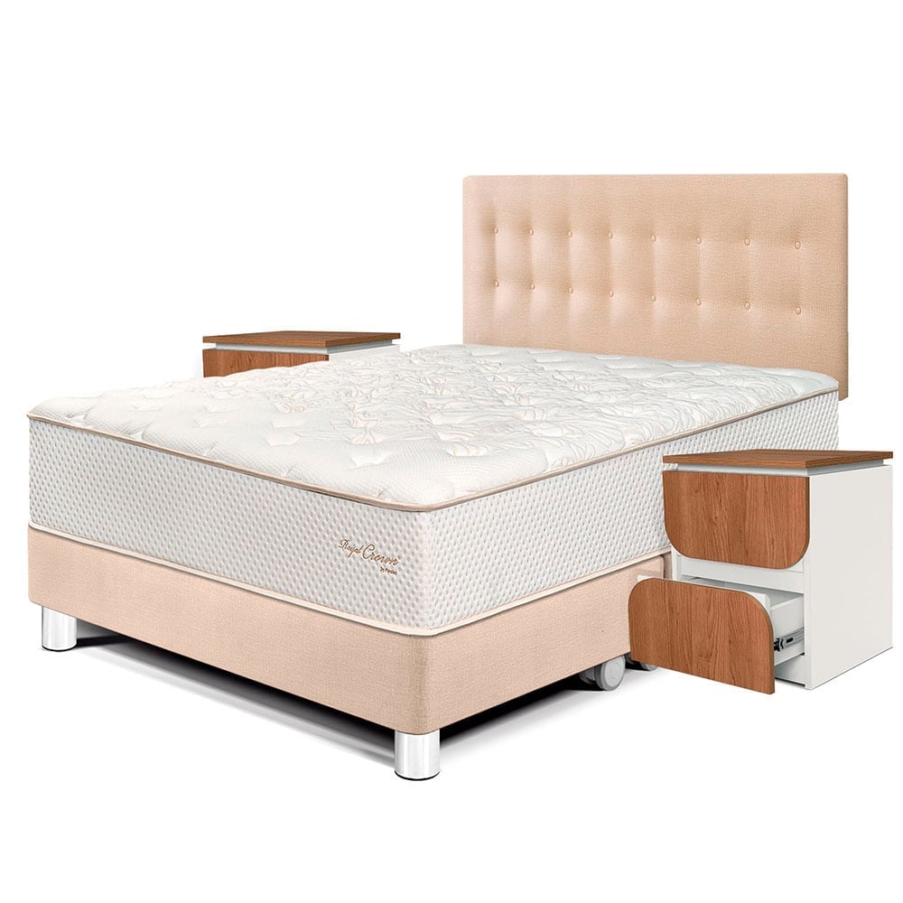 DORMITORIO PARAÍSO ROYAL CROWN KING + VELADORES MOON CHAMPAGNE + 2 ALMOHADAS VISCOELÁSTICAS - 1
