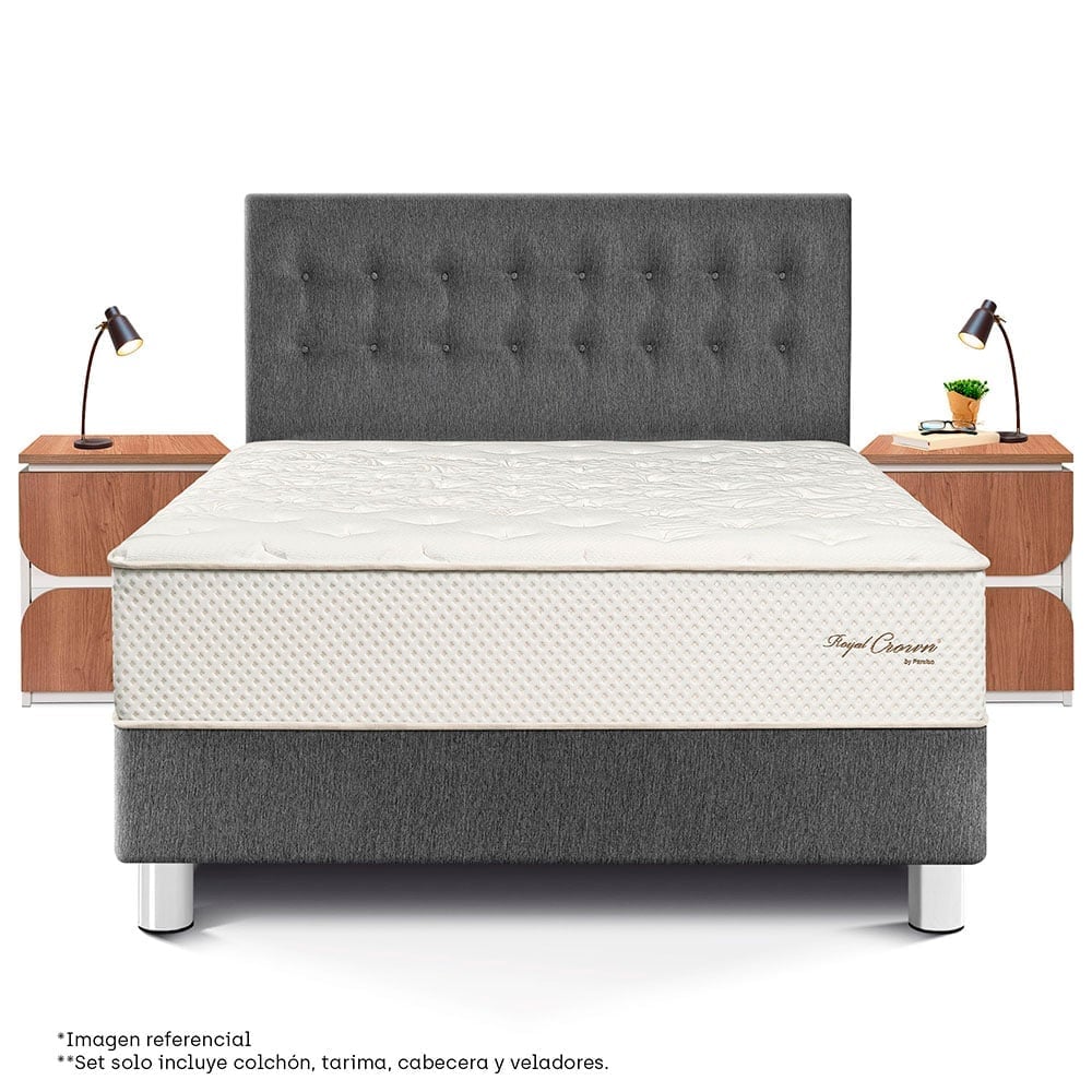 DORMITORIO PARAÍSO ROYAL CROWN KING + VELADORES MOON GRIS + 2 ALMOHADAS VISCOELÁSTICAS - 3