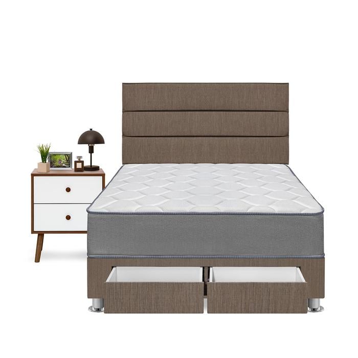 DORMITORIO AMERICANO FORLI POLARIS 2 PLAZAS CON CAJONES MARRÓN + VELADORES - 1
