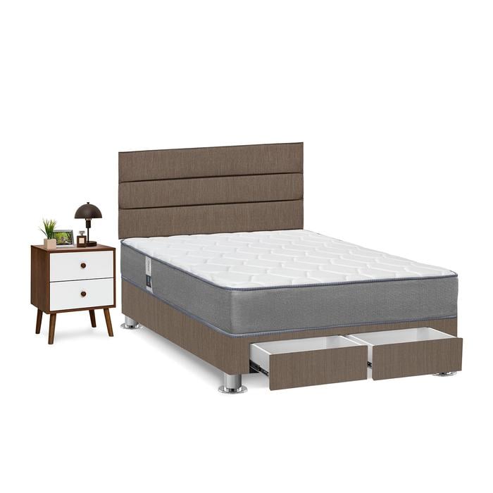 DORMITORIO AMERICANO FORLI POLARIS 2 PLAZAS CON CAJONES MARRÓN + VELADORES - 2