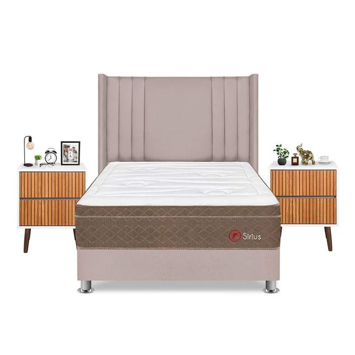 DORMITORIO FORLI SIRIUS 2 PLAZAS BEIGE + VELADORES - 1