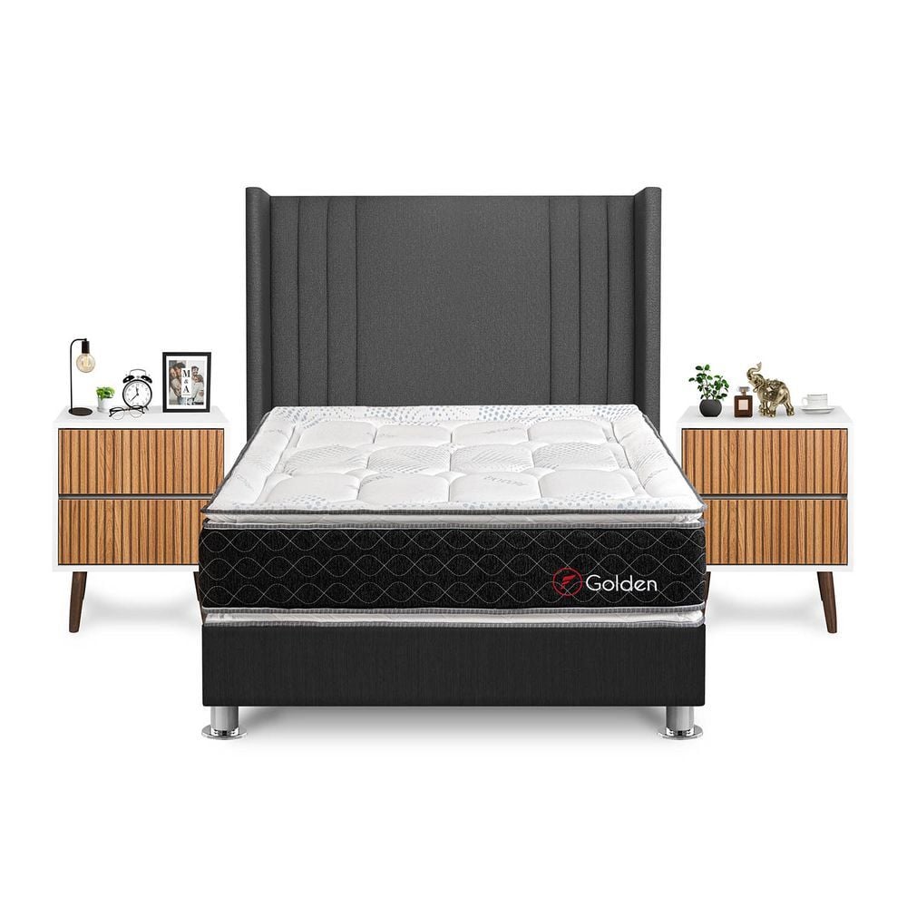 DORMITORIO AMERICANO FORLI GOLDEN 2 PLAZAS + VELADORES - 1