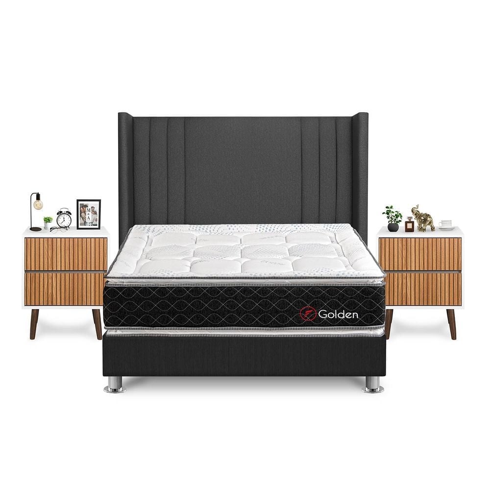 DORMITORIO AMERICANO FORLI GOLDEN KING + VELADORES - 1
