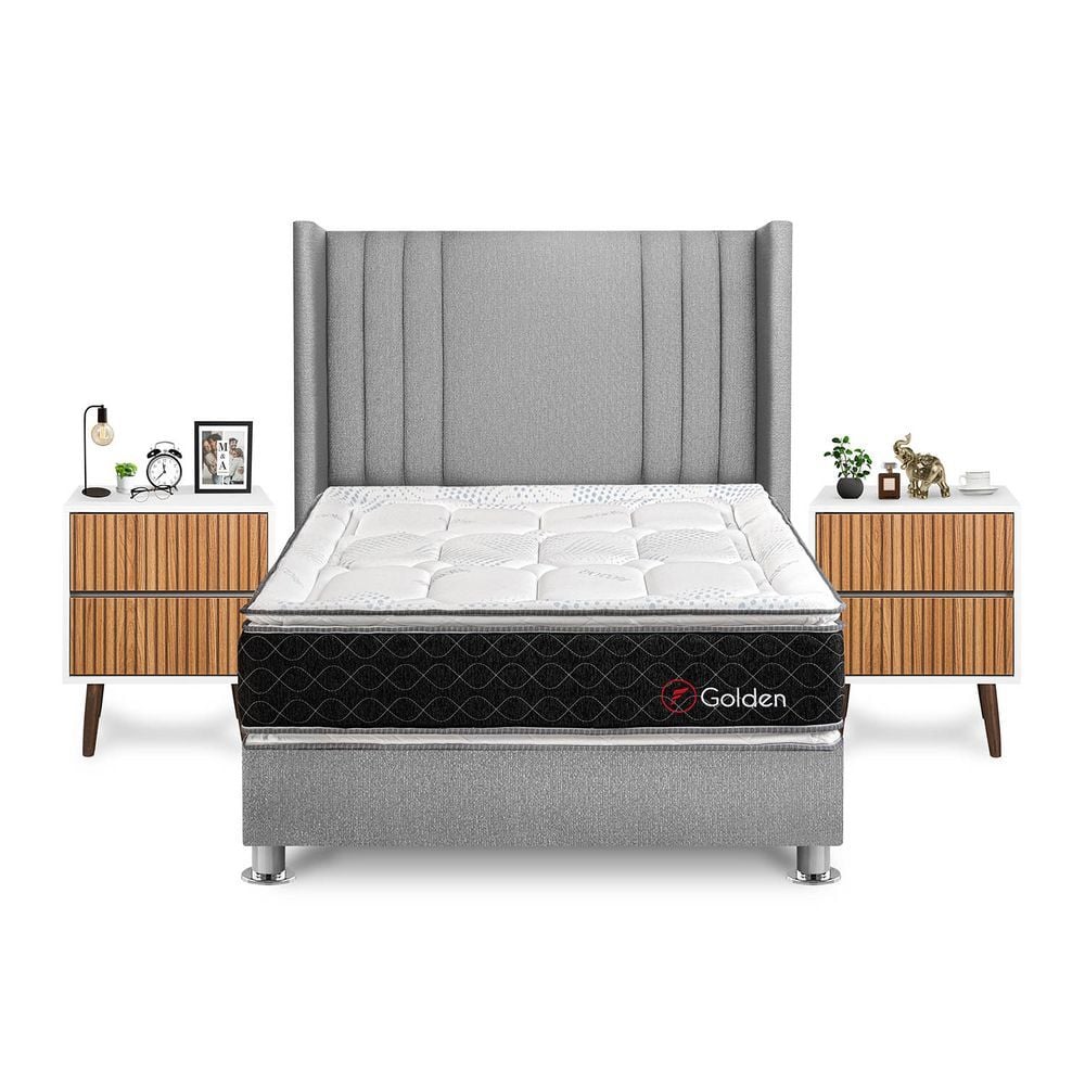 DORMITORIO AMERICANO FORLI GOLDEN 2 PLAZAS + VELADORES - 1