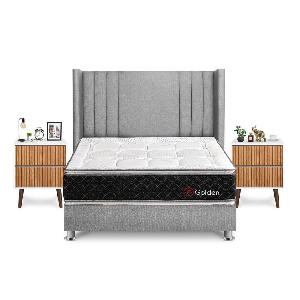 DORMITORIO AMERICANO FORLI GOLDEN QUEEN + VELADORES - 1