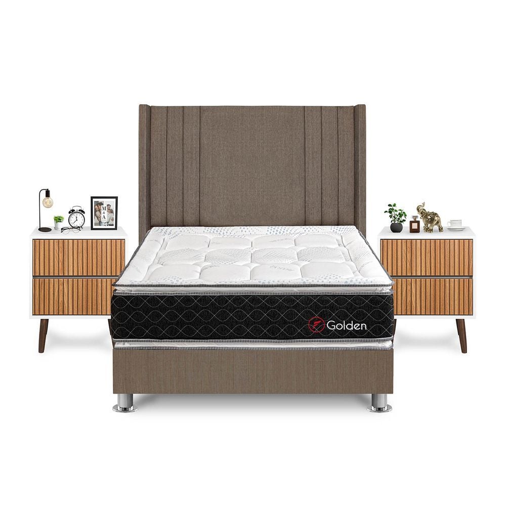 DORMITORIO AMERICANO FORLI GOLDEN 2 PLAZAS + VELADORES - 1
