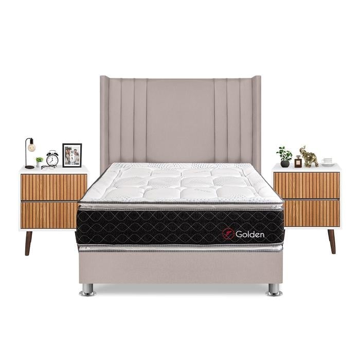 DORMITORIO AMERICANO FORLI GOLDEN 2 PLAZAS + VELADORES - 1