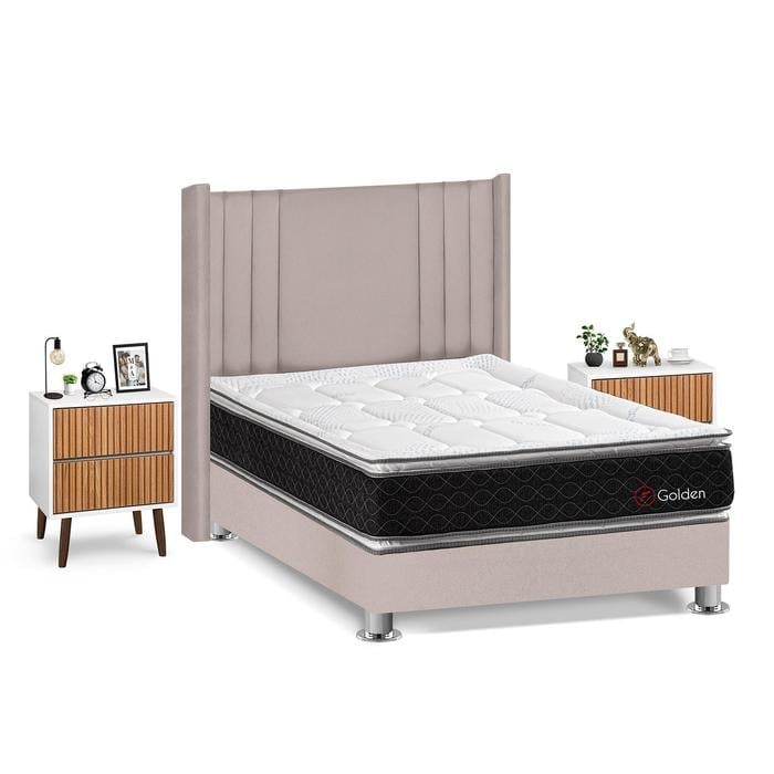 DORMITORIO AMERICANO FORLI GOLDEN 2 PLAZAS + VELADORES - 2
