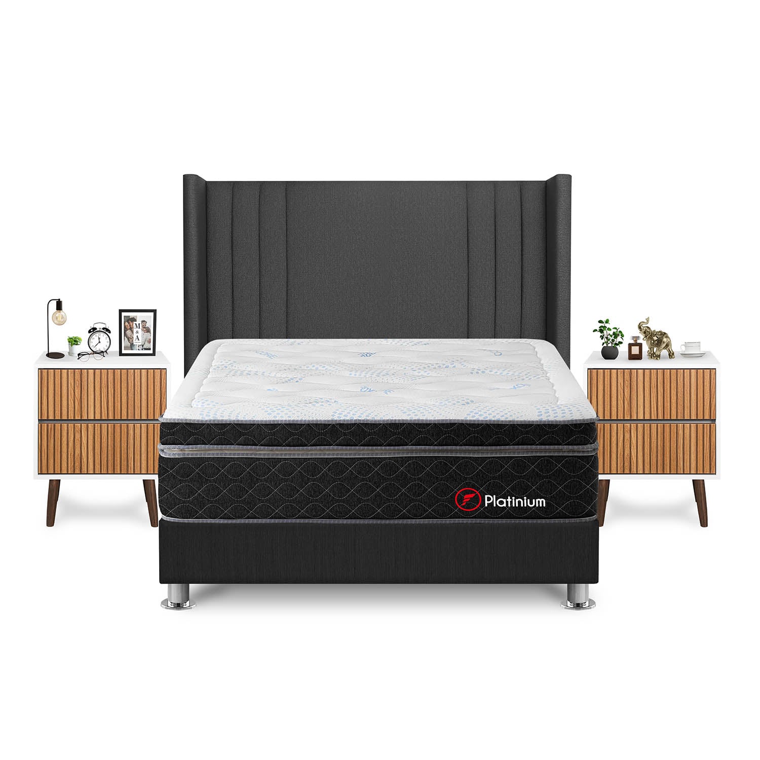 DORMITORIO AMERICANO FORLI PLATINIUM KING + VELADORES - 1