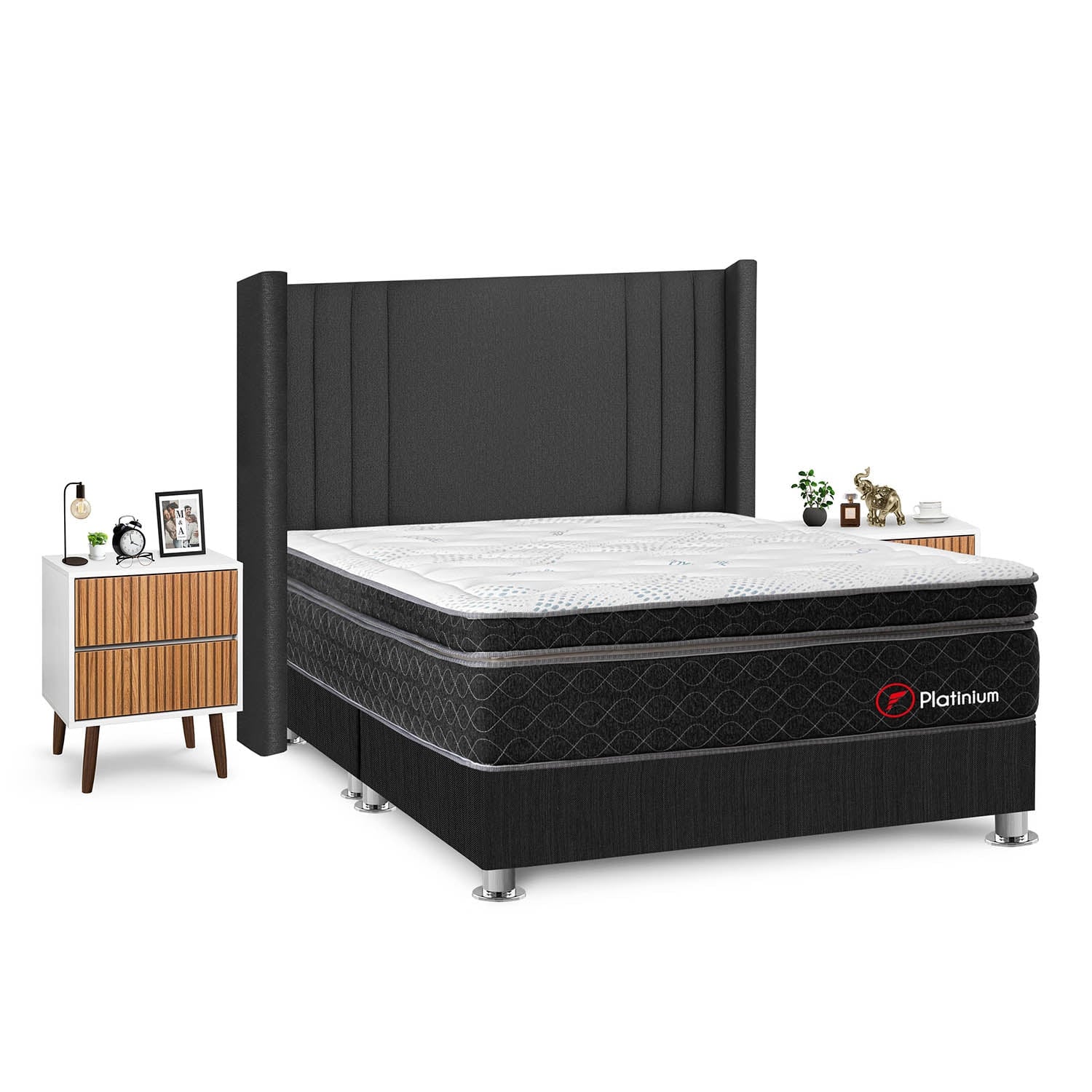 DORMITORIO AMERICANO FORLI PLATINIUM KING + VELADORES - 2