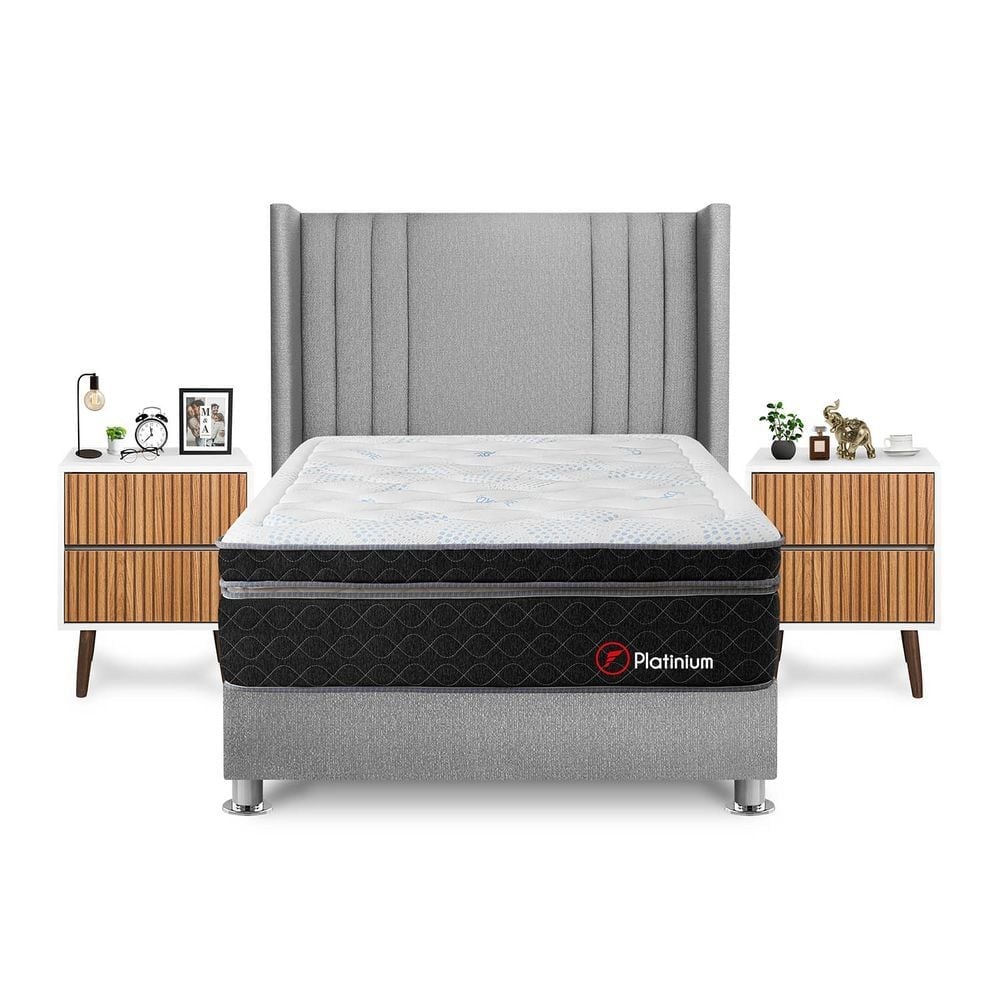 DORMITORIO AMERICANO FORLI PLATINIUM 2 PLAZAS + VELADORES - 1