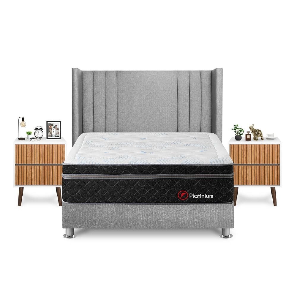 DORMITORIO AMERICANO FORLI PLATINIUM QUEEN + VELADORES - 1