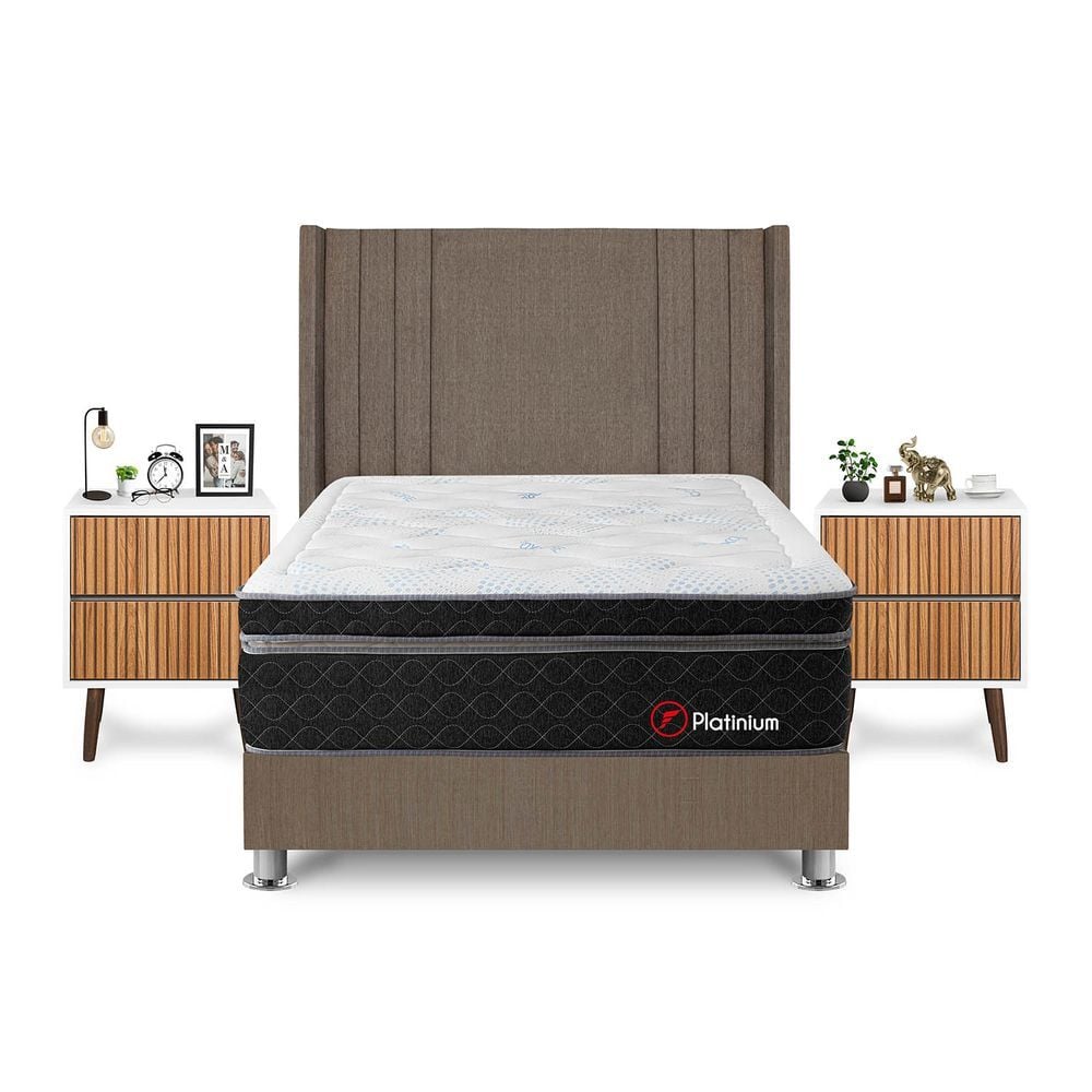 DORMITORIO AMERICANO FORLI PLATINIUM 2 PLAZAS + VELADORES - 1