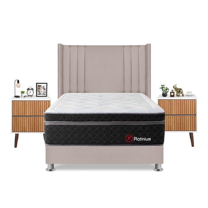 DORMITORIO AMERICANO FORLI PLATINIUM 2 PLAZAS + VELADORES - 1