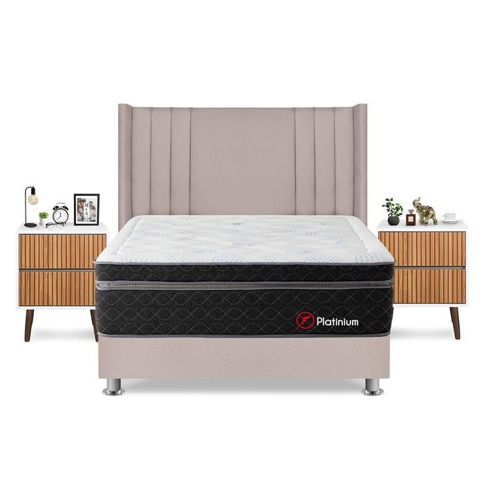 DORMITORIO AMERICANO FORLI PLATINIUM QUEEN + VELADORES - 1