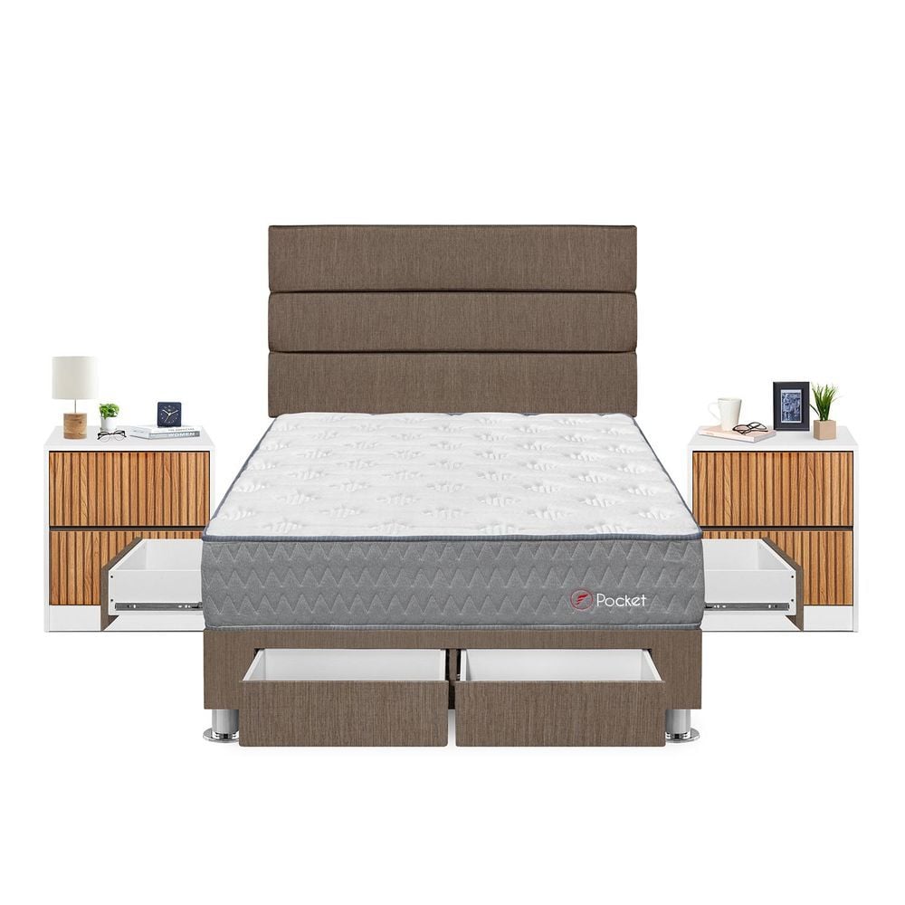 DORMITORIO FORLI POCKET 2 PLAZAS + VELADORES - 1