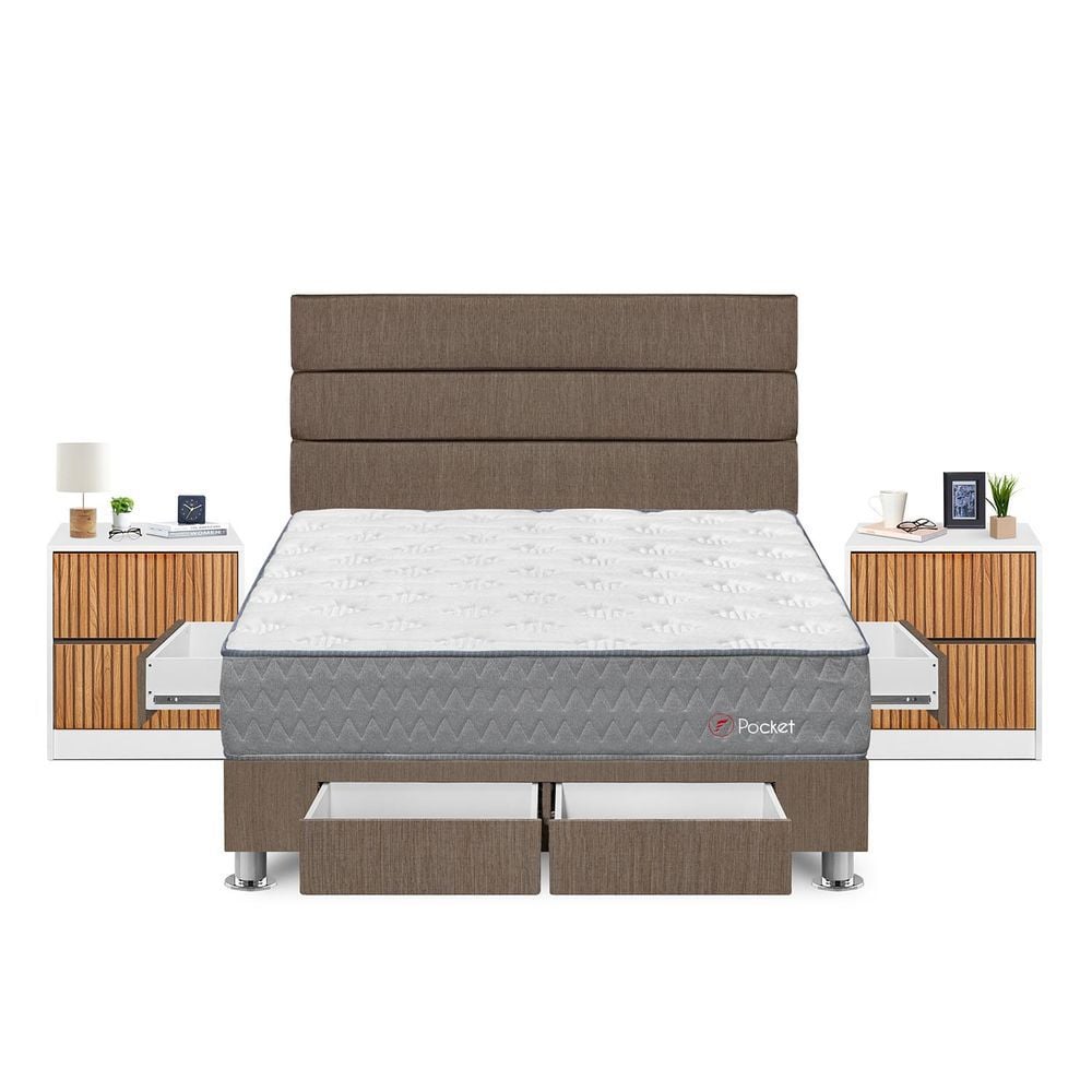 DORMITORIO FORLI POCKET QUEEN + VELADORES - 1