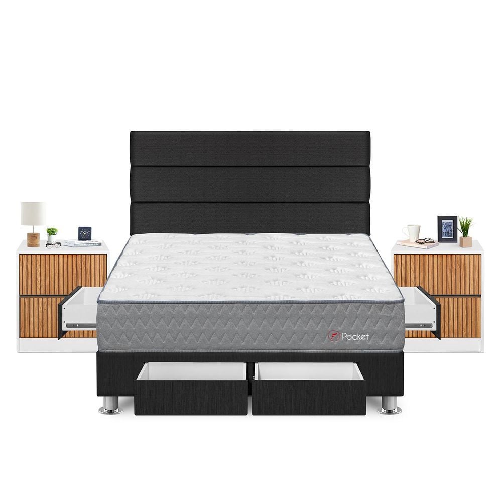 DORMITORIO FORLI POCKET QUEEN + VELADORES - 1