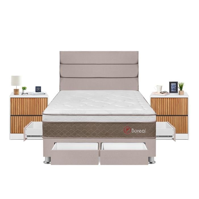DORMITORIO FORLI BOREAL 2 PLAZAS + VELADORES - 1