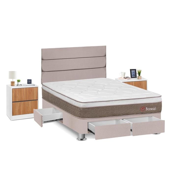 DORMITORIO FORLI BOREAL 2 PLAZAS + VELADORES - 2