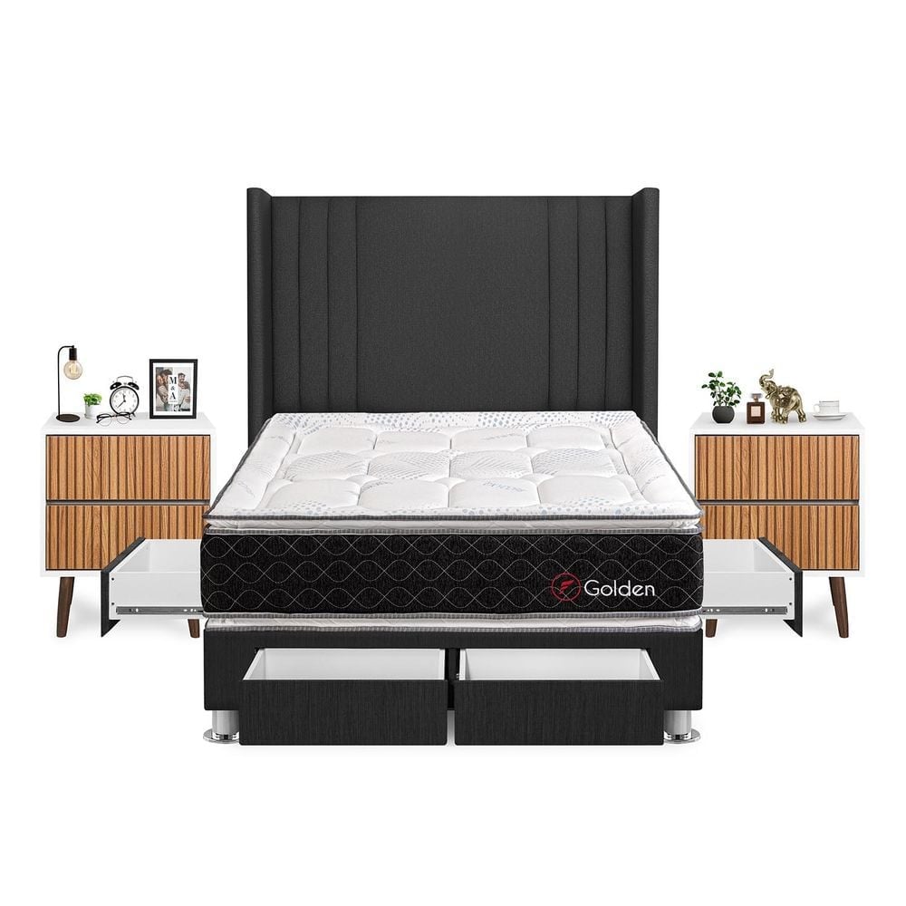 DORMITORIO FORLI GOLDEN 2 PLAZAS + VELADORES - 1