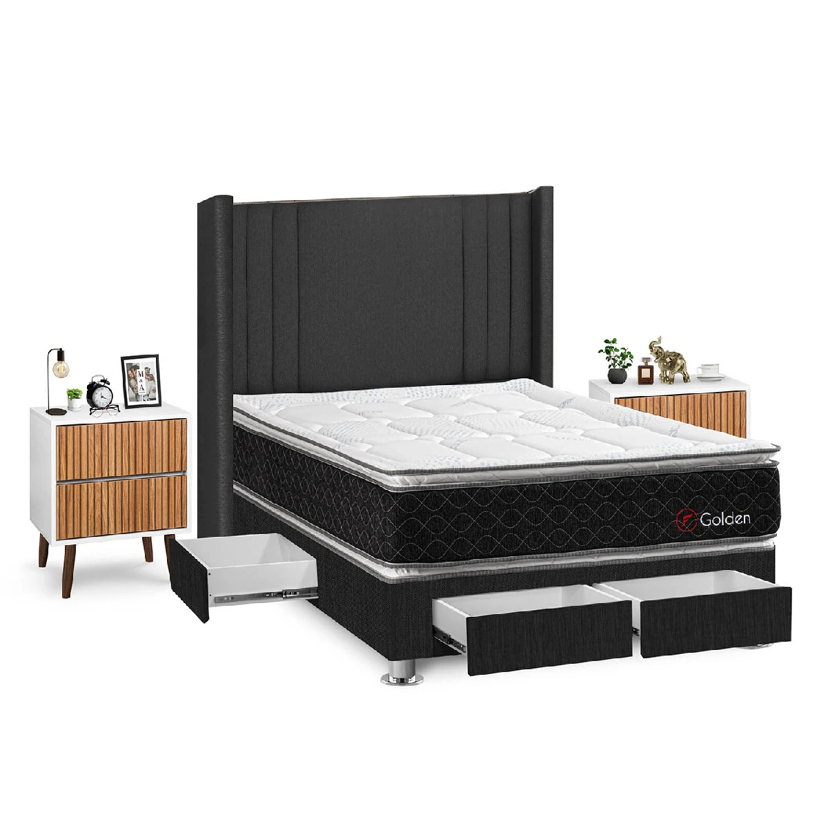 DORMITORIO FORLI GOLDEN 2 PLAZAS + VELADORES - 2