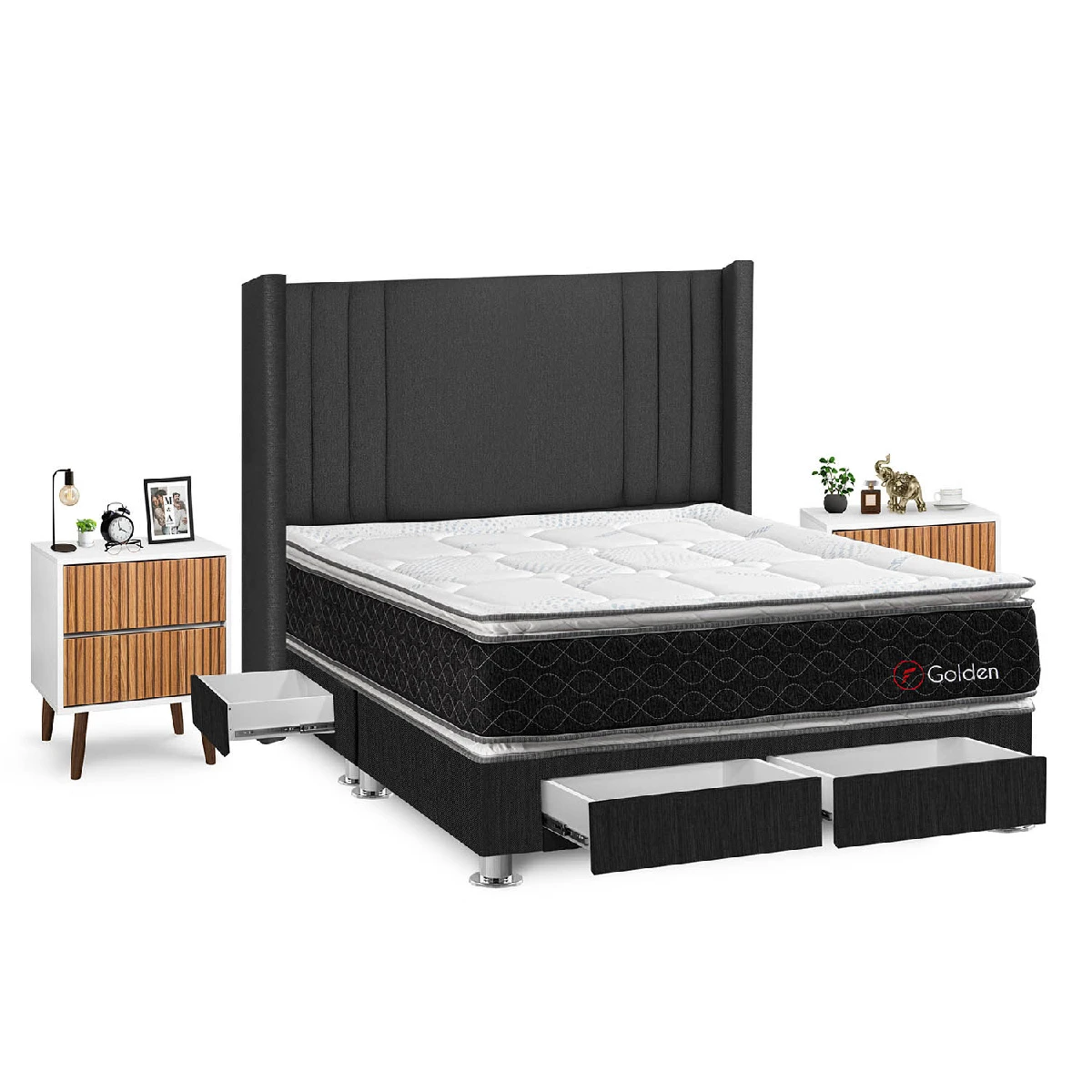 DORMITORIO FORLI GOLDEN QUEEN + VELADORES - 2