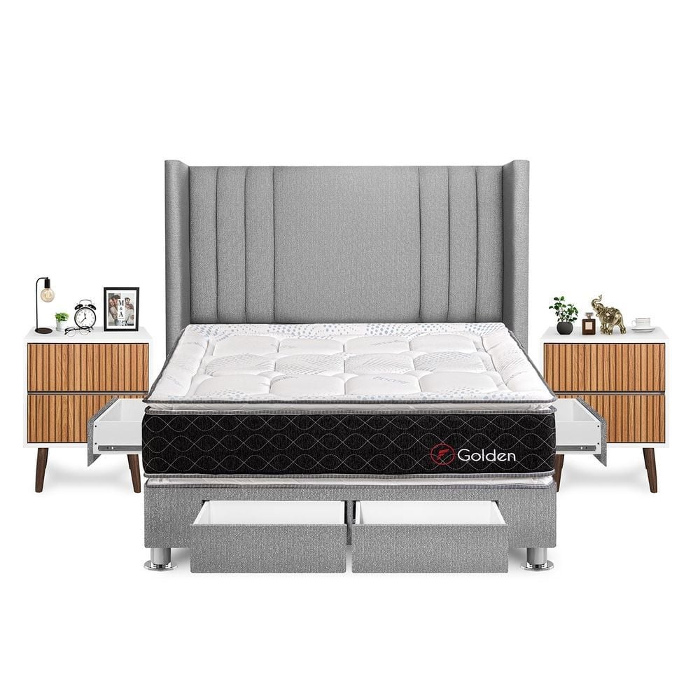 DORMITORIO FORLI GOLDEN QUEEN + VELADORES - 1
