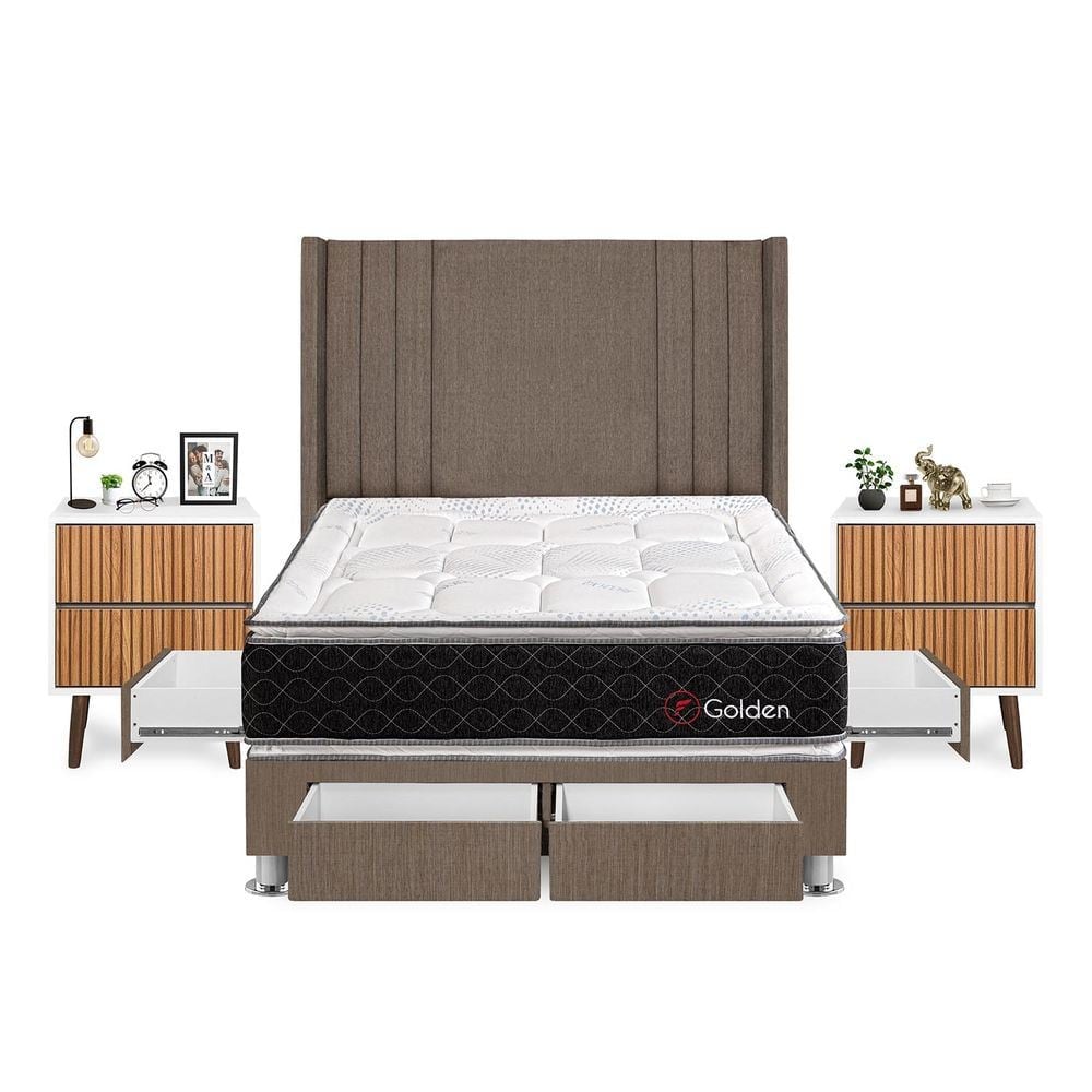 DORMITORIO FORLI GOLDEN 2 PLAZAS + VELADORES - 1