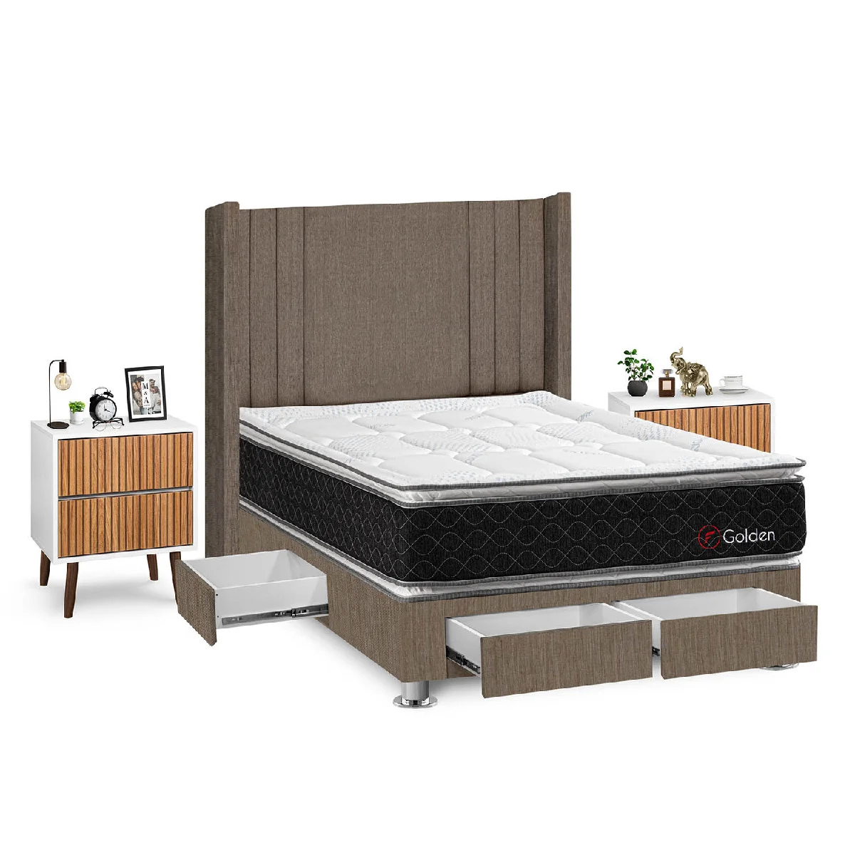 DORMITORIO FORLI GOLDEN 2 PLAZAS + VELADORES - 2