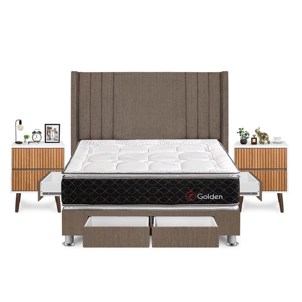 DORMITORIO FORLI GOLDEN QUEEN + VELADORES - 1