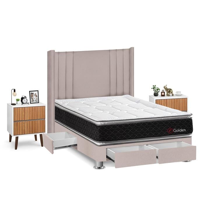 DORMITORIO FORLI GOLDEN 2 PLAZAS + VELADORES - 2