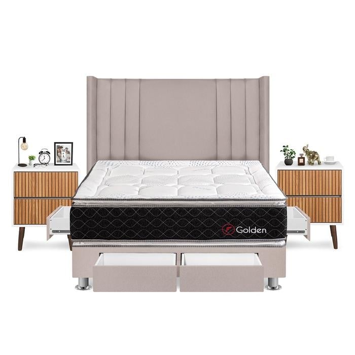 DORMITORIO FORLI GOLDEN QUEEN + VELADORES - 1