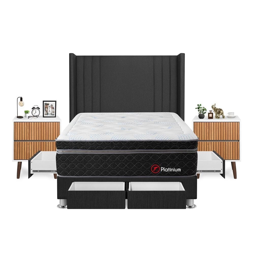 DORMITORIO FORLI PLATINIUM 2 PLAZAS + VELADORES - 1