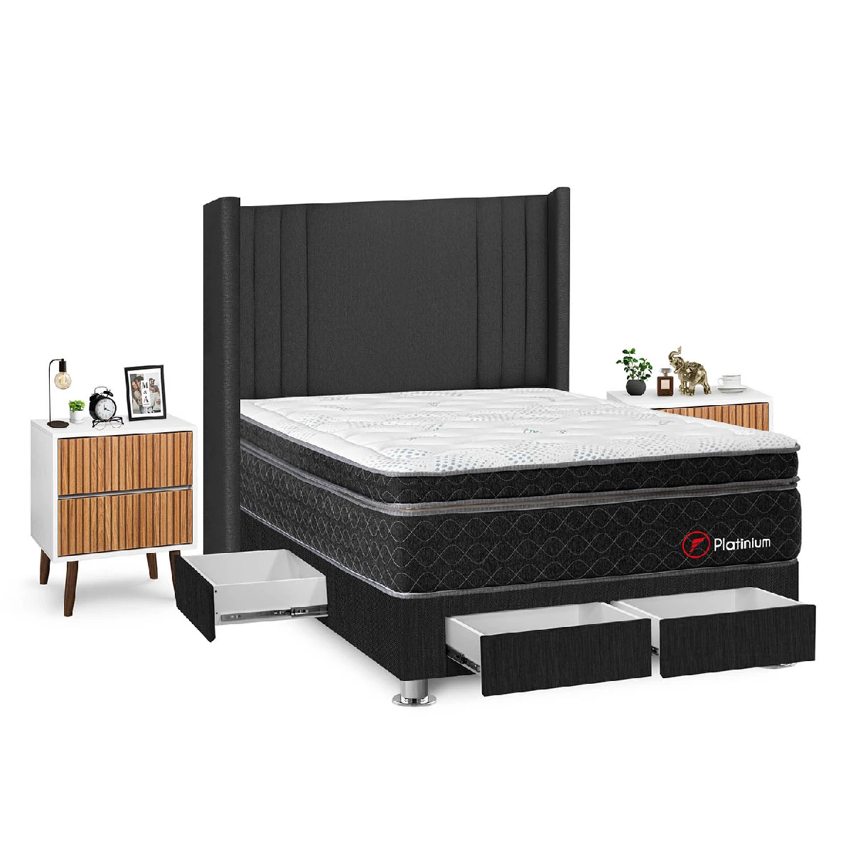 DORMITORIO FORLI PLATINIUM 2 PLAZAS + VELADORES - 2
