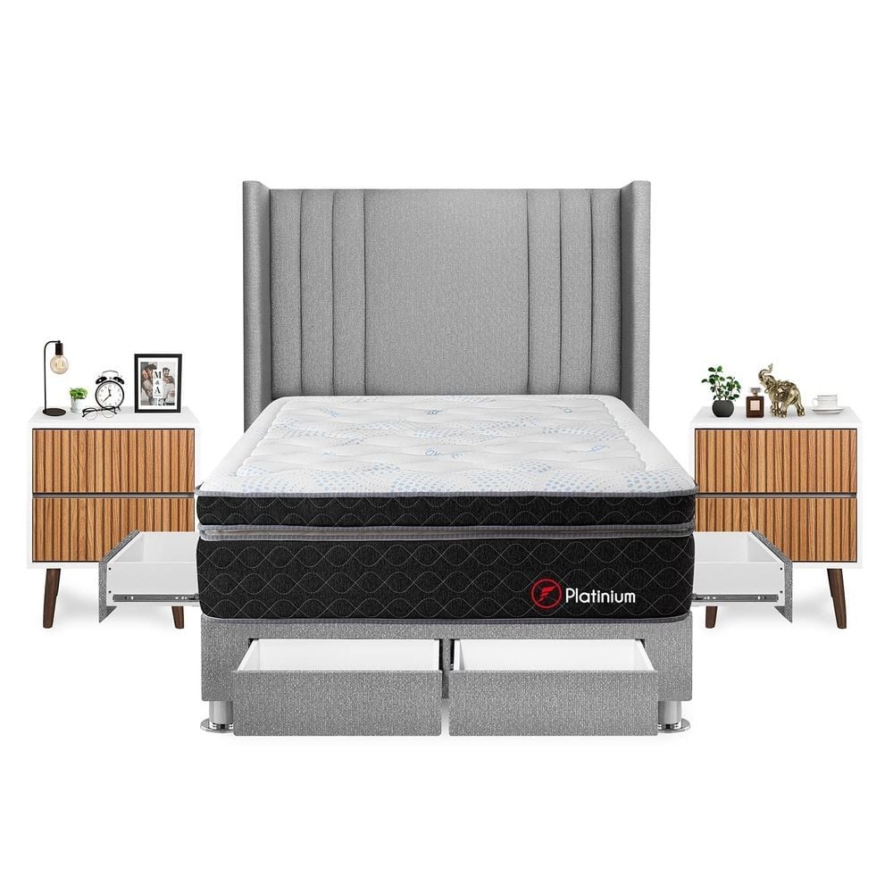 DORMITORIO FORLI PLATINIUM 2 PLAZAS + VELADORES - 1