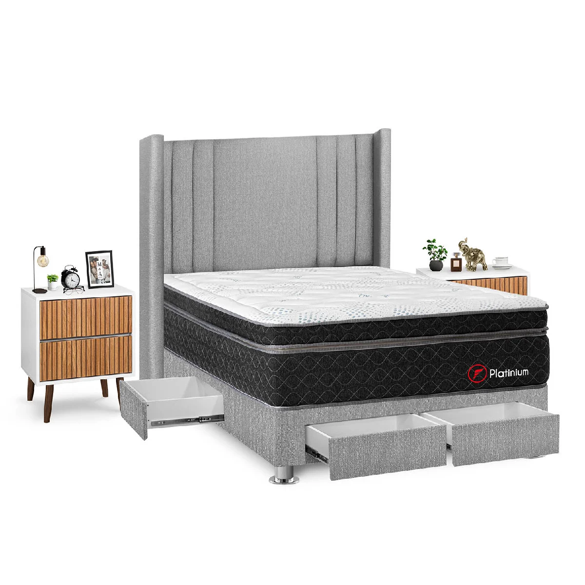 DORMITORIO FORLI PLATINIUM 2 PLAZAS + VELADORES - 2
