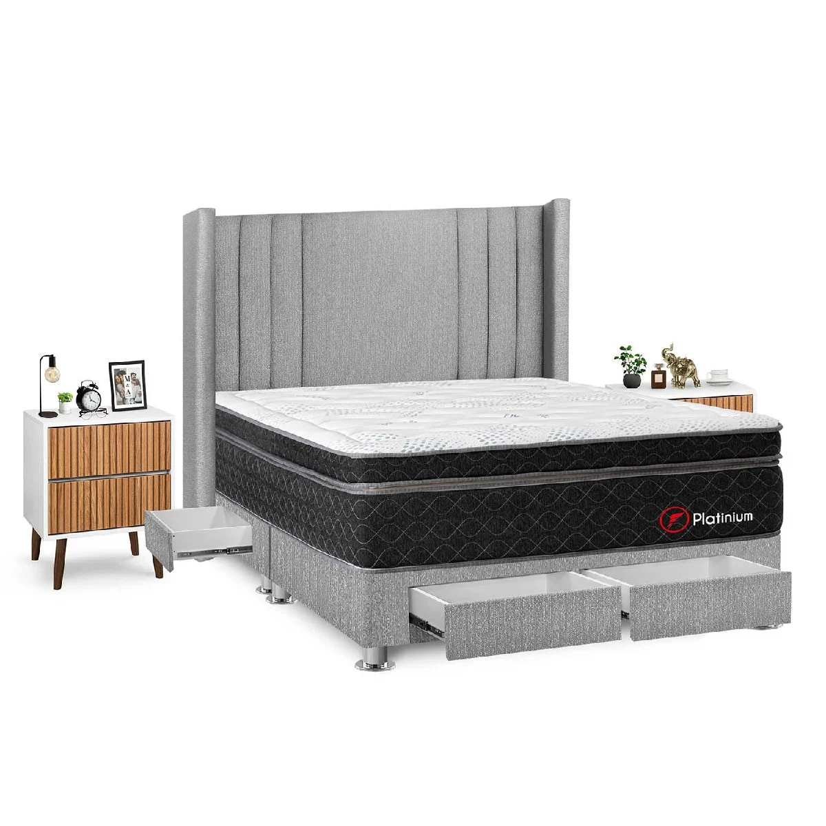 DORMITORIO FORLI PLATINIUM QUEEN + VELADORES - 2