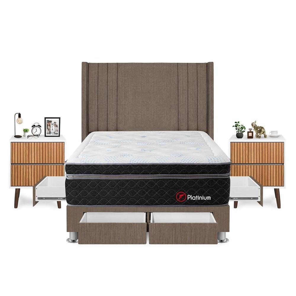 DORMITORIO FORLI PLATINIUM 2 PLAZAS + VELADORES - 1