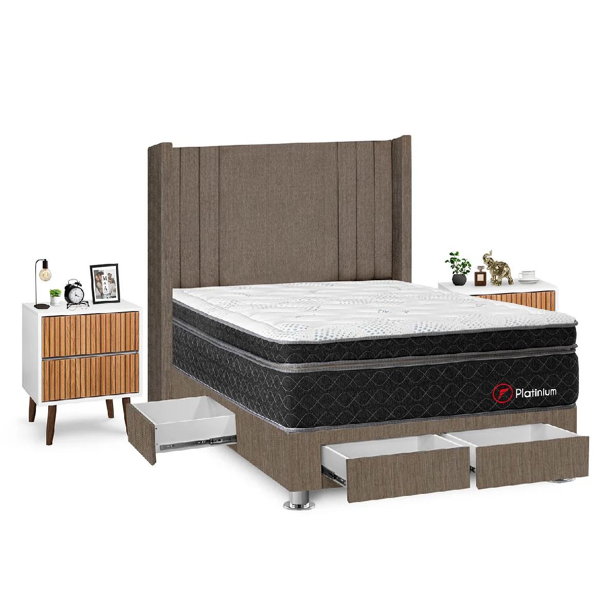 DORMITORIO FORLI PLATINIUM 2 PLAZAS + VELADORES - 2