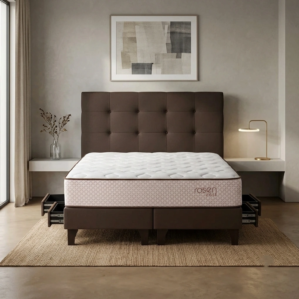 DORMITORIO EUROPEO CON CAJONES ROSEN REST KING ISSEY - 1