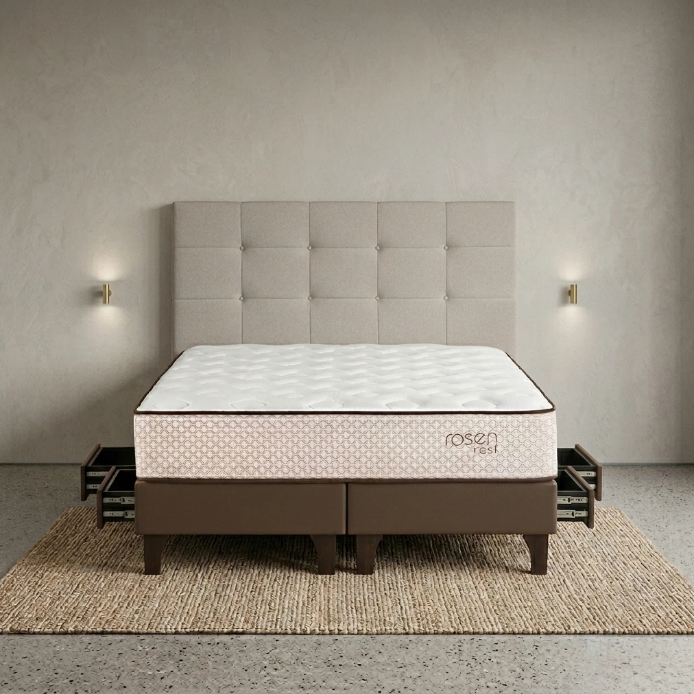 DORMITORIO EUROPEO CON CAJONES ROSEN REST KING ISSEY - 1