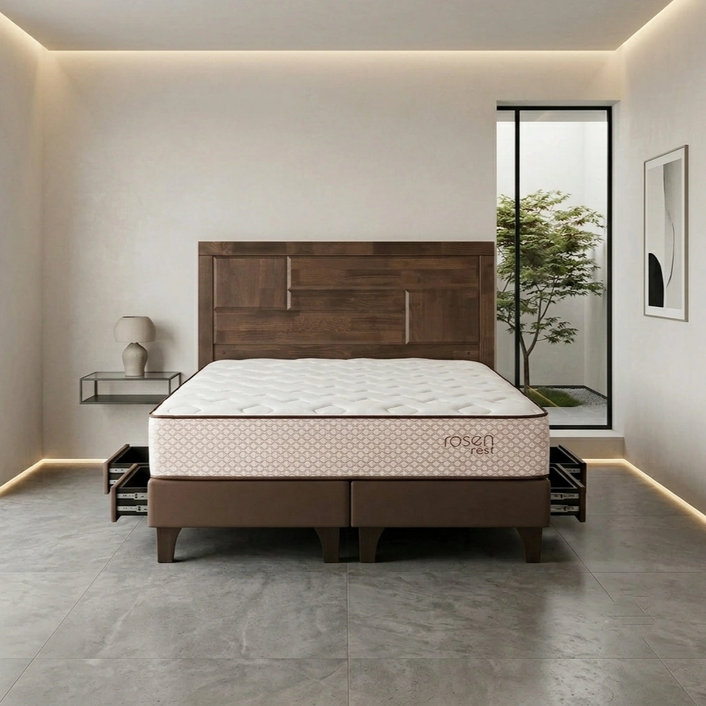 DORMITORIO EUROPEO CON CAJONES ROSEN REST KING DOLCE - 1