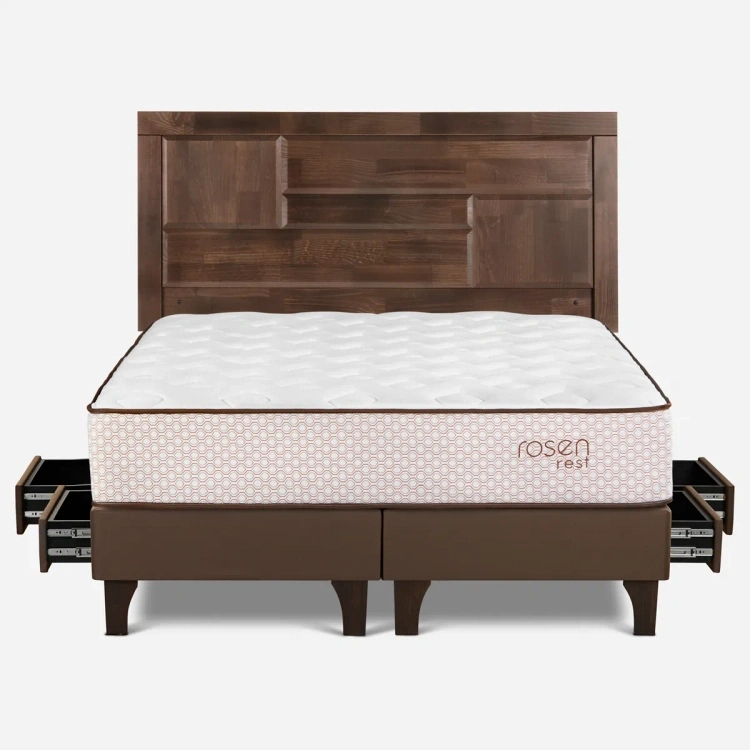 DORMITORIO EUROPEO CON CAJONES ROSEN REST KING DOLCE - 2