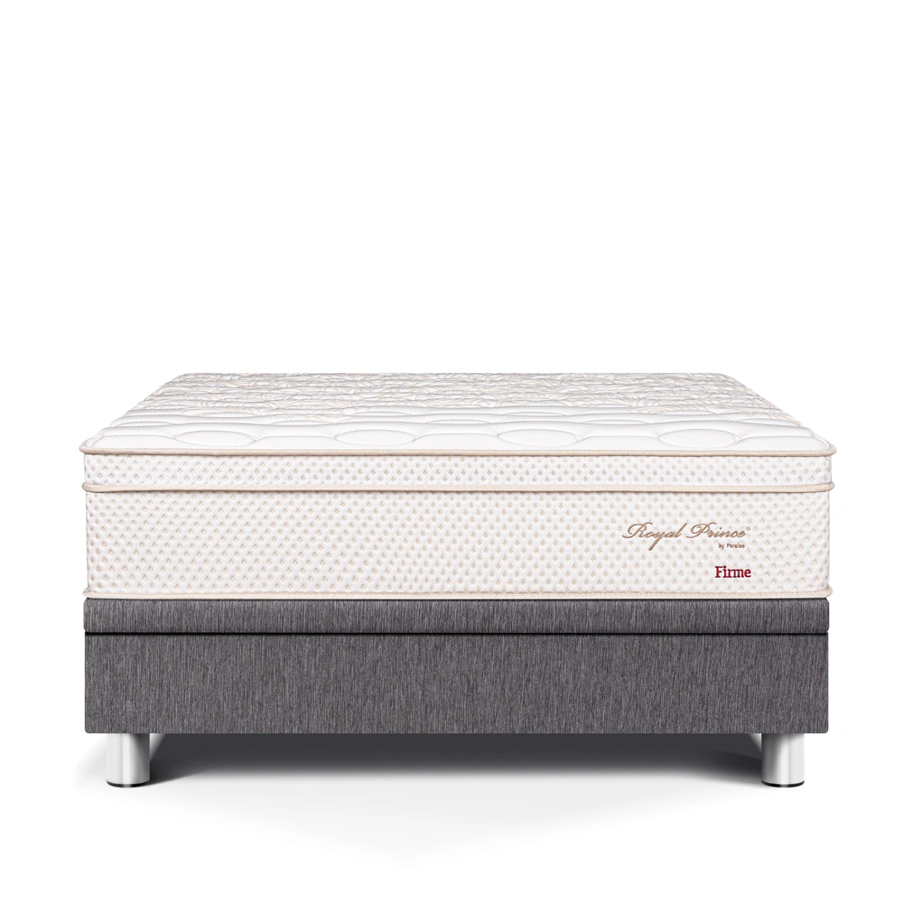 CAMA BOXET PARAISO ROYAL PRINCE 2 PLAZAS GRIS + 2 ALMOHADAS VISCOELÁSTICAS - 2